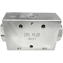 Magister Hydraulic Flow Divider Combiner Valve, 2-Way 50/50 Split, 2.6-5.2 GPM, 3600 PSI, SAE 6 Ports, Zinc-Plated Steel, Buna-N Seals