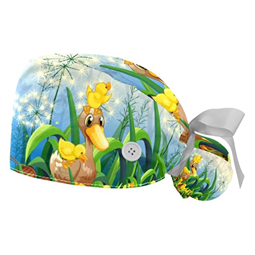 Casquettes de travail respirantes avec motif canards pour cuisine et laboratoire