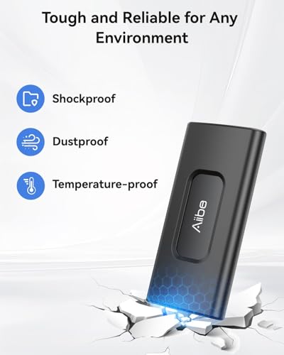 Image of Aiibe 500GB External Solid State Drive USB C Portable SSD USB 3.2 Gen 2, Up to 1050MB /s, External SSD 500GB External Hard Drive for iPhone 15 /Pro, Laptop, Mac and PS4 (Black)