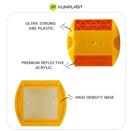 Image of 3M Yellow Road Studs /Reflectors (10cm x 9cm) for Enhanced Road Safety - Ideal for Speed Bumps, Sidewalks, Pedestrian Crossings, Freeways & Driveways (Pack of 5)