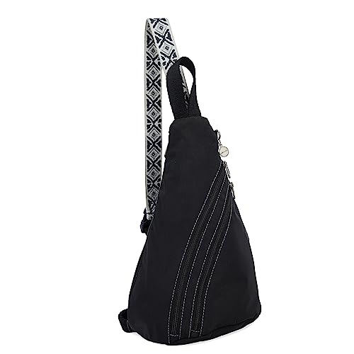 Sakroots On The Go Sling Backpack in Eco Twill, Adjustable Sling Strap, Black2