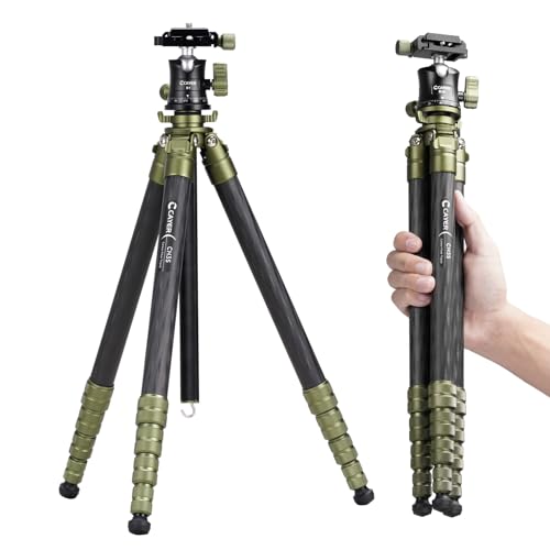 Image of Cayer CH35 Travel Camera Tripod with Ball Head, Compact Carbon Fiber Tripod, 53.6" Compact Camera Stand，Max Load 17.6lbs for Mirrorless Cameras Video Camcorder Mobile Phone Webcam
