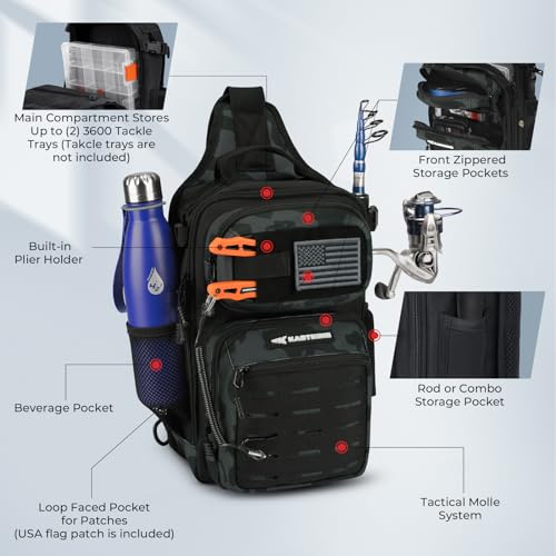 Image of KastKing BlowBak Tactical Sling Tackle Bag-Lightweight Fishing Backpack Storge Fishing Gear and Equipment,Gift for Men