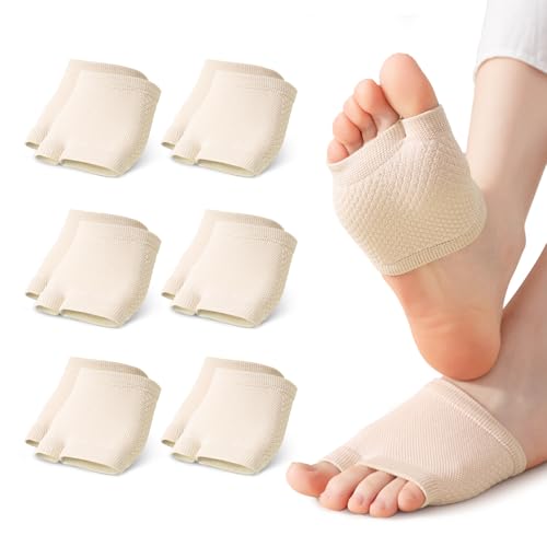 Image of 6 Pairs Womens Open Split Toe Cotton Liner Socks - Breathable No Show Toppers for Mules Sandals Clogs Sneakers (Tan)