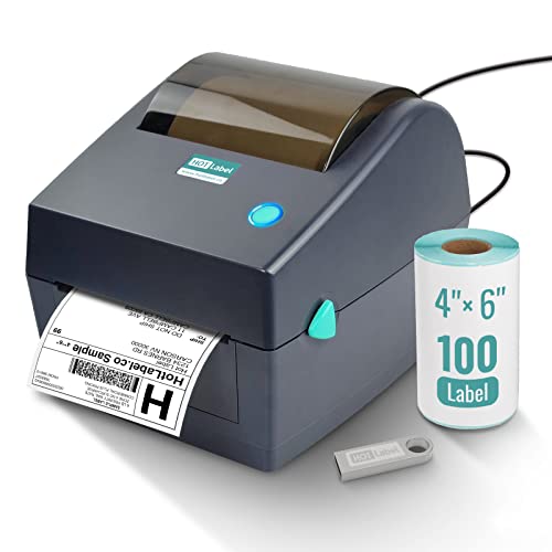 HotLabel S8 Thermal Label Printer - with 100 4×6 Shipping Labels - USB Barcode Sticker Maker Machine, Direct, Jar Bottle Labeller, UPS USPS FedEx Amazon Ebay Etsy Packages Postage Writer Windows Mac