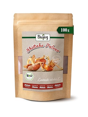 Biojoy Poudre de Shiitake Biologique (100 g), champignons Shiitake séchés et finement moulus (Lentinula edodes)