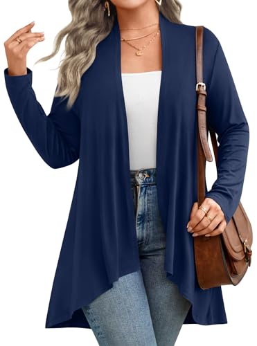 Image of Anymiss Womens Long Cardigans Spring Lightweight Jackets S-2XL Knit Kimono