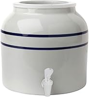 New Wave Enviro 2.5 Gallon Porcelain Water Dispenser Classic Blue Stripe - Lead-Free BPA-Free Crock for Family Hydration
