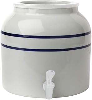 New Wave Enviro 2.5 Gallon Porcelain Water Dispenser Classic Blue Stripe Lead-Free BPA-Free