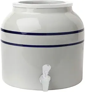 New Wave Enviro Porcelain Water Dispenser, Classic Blue Stripe