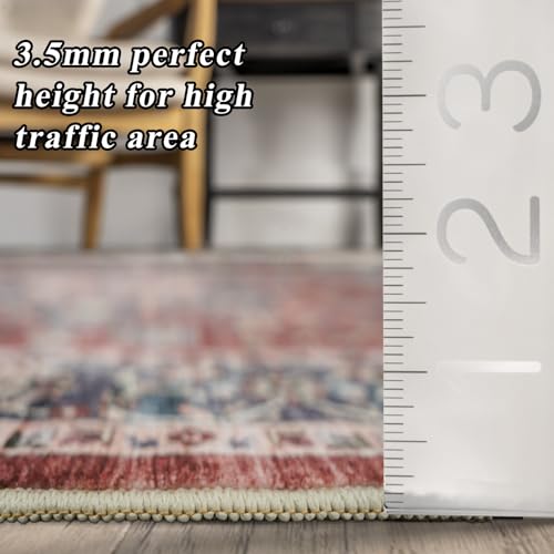 RUUGME Washable 9X12 Area Rugs - Large Boho Rugs for Living Room Stain Resistant Carpet Vintage Tribal Rugs for Bedroom Kitchen Bathroom with Non Slip Backing Home Decor Floor Decoration Mat 9x12 Red