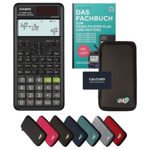 Casio fx-87DE Plus 2nd Edition inkl. Schutztasche Schwarz & Fachbuch (48 Seiten, DIN A5) – Wissenschaftlicher Rechner – Smart Set