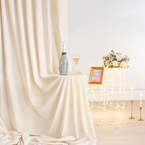 Ivory Backdrop Curtains 30ft x 10ft: Wedding Photo Backdrop Drapes - Polyester Background for Bridal Shower Party Stage Decoration by SoarDream - Image 5