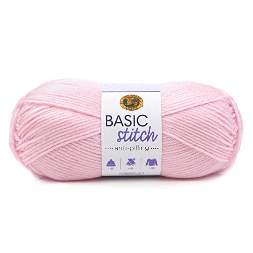 Image of Lion Brand Yarn Basic Stitch Anti-Pilling Yarn for Crocheting, Knitting, and Crafts, Baby Pink, 1 Pack