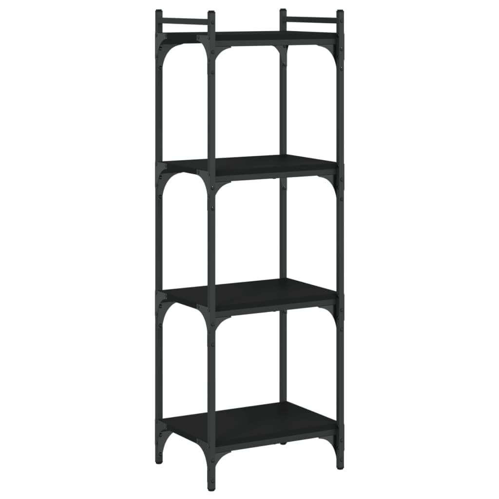 Homgoday Regał na książki, 4 półki, stojący, biurowy, magazynowy, do przechowywania, regulowane nogi, do salonu, gabinetu, biura, czarny, 40 x 30 x 120 cm, materiał drewnopochodny