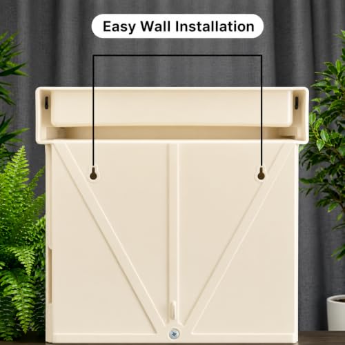 Image of BRANCO Bathroom Cabinet with Mirror | Storage Organiser | Strong Plastic Bathroom Shelves Wall Mounted | Mirror Cabinet (Ivory)