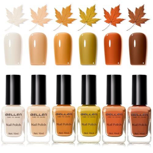 Gellen Maple Brown Nail Polish, Halloween Fall Winter Leaf Regular