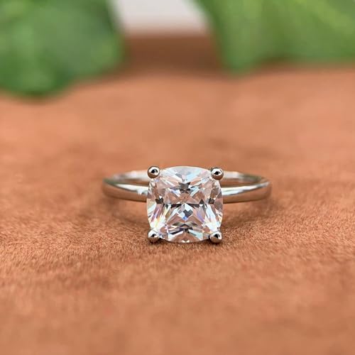 3 Carat Cushion Cut Moissanite Rings, Cushion Cut Moissanite Engagement Ring, 3ct Moissanite Rings3