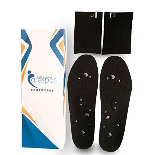 Carespot Magnetic Arch Support Massage Insole and Cushioned Compression Arch Support Sleeve Shoe Insert Acupressure Massage Reflexology Magnetic Therapy Plantar Fasciitis Orthotic Insole (Small)