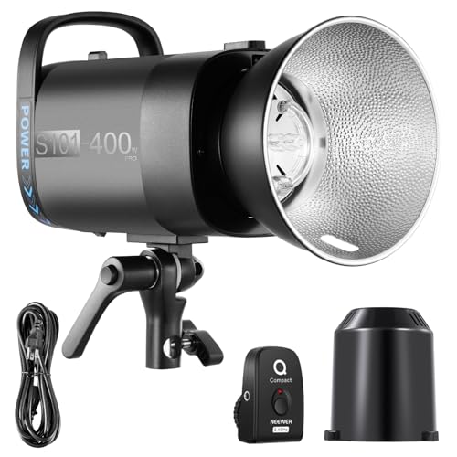 NEEWER S101-400W PRO Strobe Flash Light with 2.4G Trigger 150W Modeling Lamp 400Ws GN65 5600K Bowens Mount Reflector S1/S2 Mode Silent Fan Compatible with QPRO for Studio Product Portrait Photography