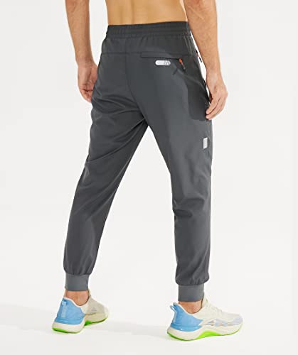 Purltoan Jogging Sweatpants For Men Lightweight Quick Dry Athletic Pants With Zip Pockets Tapered Hiking Running Exercise Sports Pant Darkgrey M #TOP1