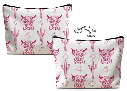 Image of Western Makeup Bag - Cowgirl Stuff, Cow Makeup Bag - Leather COW L
