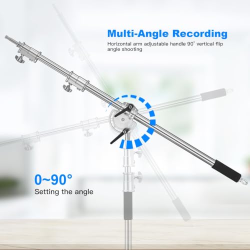 Image of Heavy Duty Extension Boom Arm Bar for Photography C Stand and Light Stand,Adjustable 3.6-8.2ft Crossbar Holding Arm with Sand Bag for Softbox,Studio Strobe,Monolight,LED Video Light,Reflector ect.
