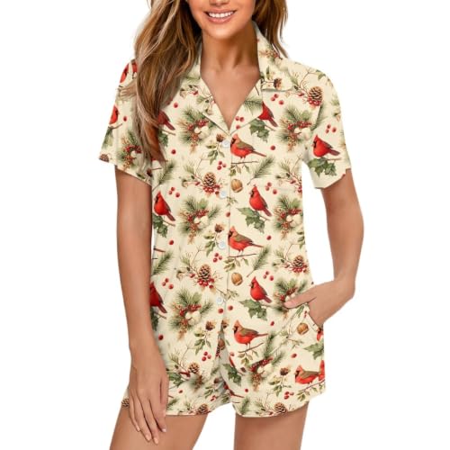 Image of Women's Short Sleeve Sleepwear Pajamas Nightwear with Pockets