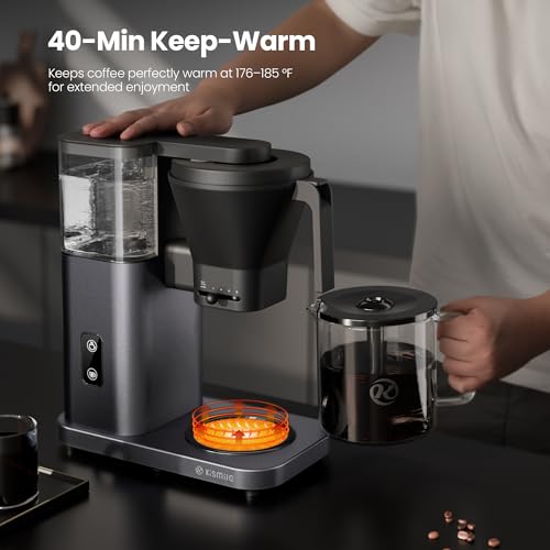Image of Kismile SCA-Certified 8 Cup Drip Coffee Maker, Pour Over Coffee Machine with 3s Instant Heat 197-205℉, Adjustable Flow Control, Removable Water Tank, Deep Cold Brew & 40 Min Keep Warm (Starry Grey)