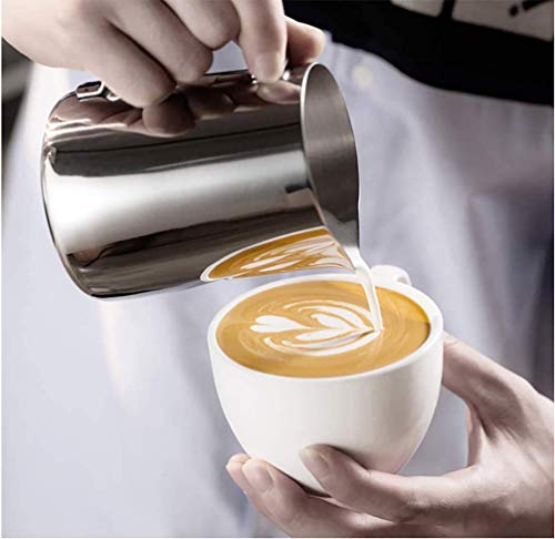 Coffee 20 oz Stainless Steel Milk Frothing Pitcher - Measurements on Both Sides Inside - Perfect for Espresso Machines, Milk Frothers, Latte Art