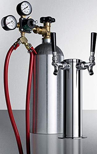 Summit Appliance KitSBC7TWIN Commercially Approved Beer Tap System, Includes a Commercial Dual Tap Stainless Steel Draft Tower and 5 lb. CO2 Tank, Works with Virtually Any Kegerator