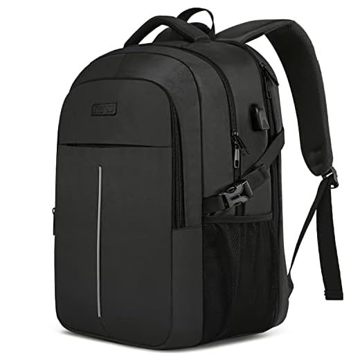 Mochila Hombre Portatil Impermeable para Ordenador Portatil 17.3 Pulgadas, Escolares Bolso de Escuela Adolescente con Puerto USB Antirrobo,para Mujer para Viaje Diario - Negro