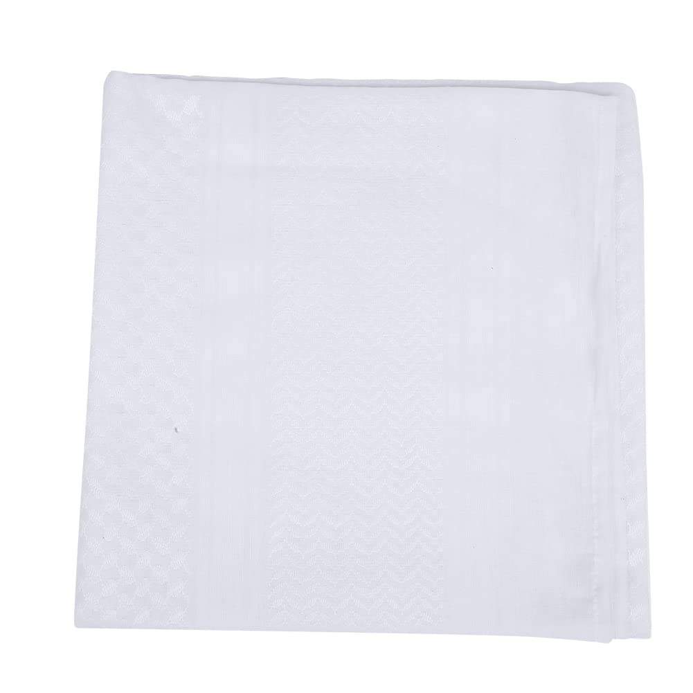 Men Arab Head Scarf, Stretchable Men Arabic Shemagh Kaffiyeh Headscarf Breathable Muslim Head Wrap Classic Arafat Headwrap Headwear for Ceremonies Parties Beaches (White Grid)