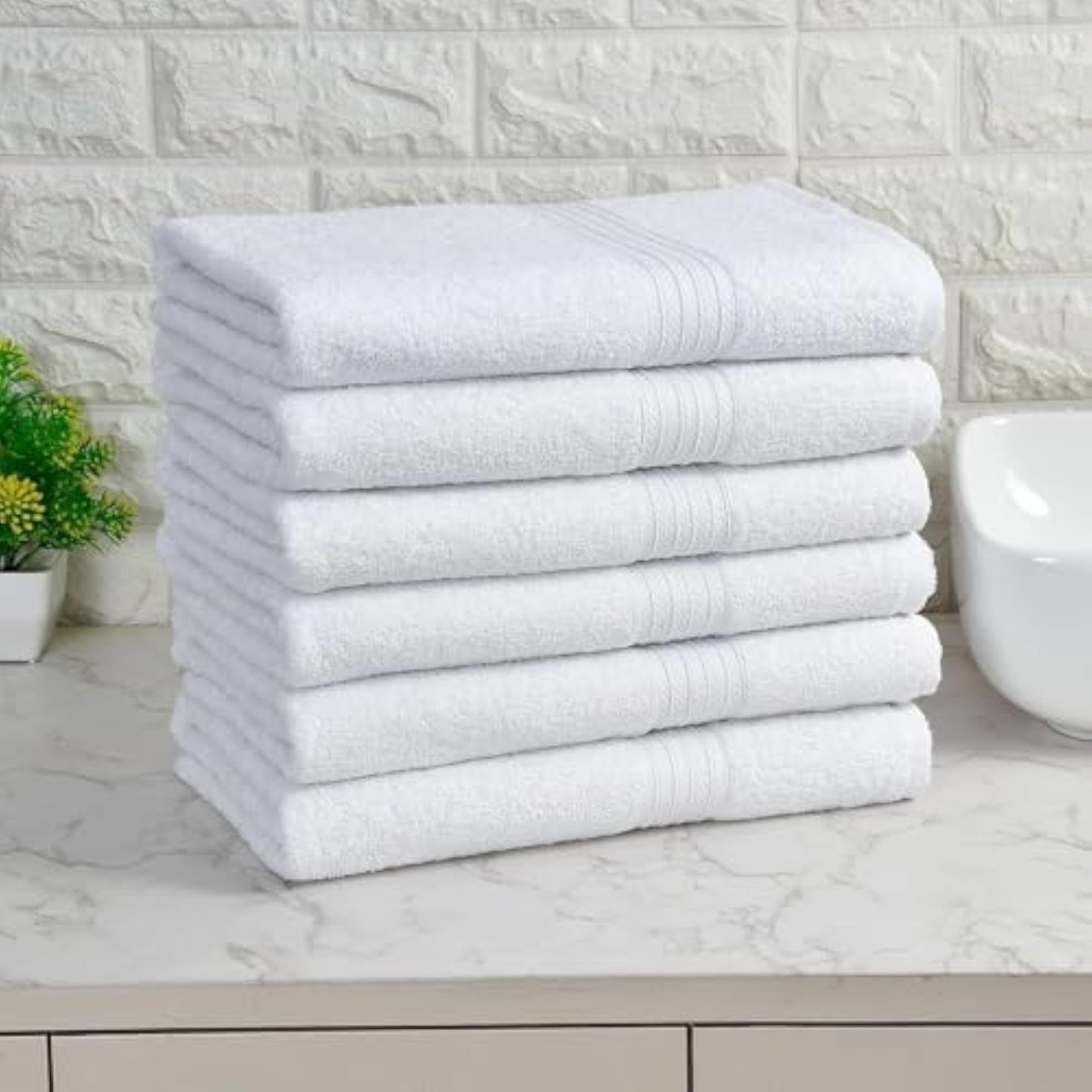 600 GSM White Bath Towel, Quick Dry Premium Cotton