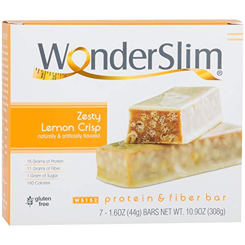 WonderSlim Protein & Fiber Bar, Zesty Lemon Crisp - 15g Protein, 11g Fiber, 1g Sugar (7ct)