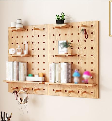 Drewniana tablica perforowana do montażu na ścianie, zestaw paneli ściennych do przechowywania w domu, biurze lub garażu (kolor: styl 3, rozmiar: 40x60cm/15,7x23,6in)