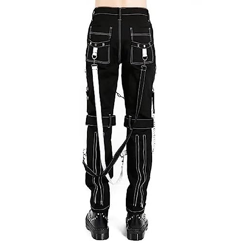 Men Extreme Gothic Bondage Streetwear Pant Alternative Trouser Pants (44) Black3