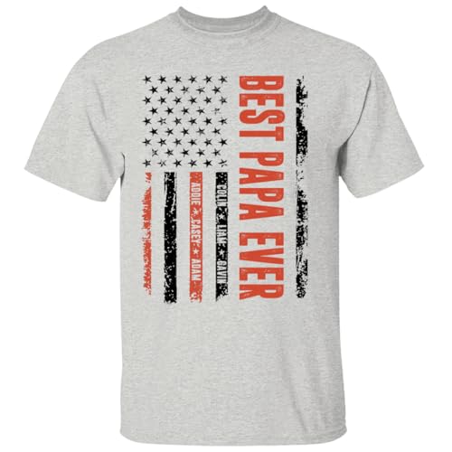 Personalized Pop Pop America Flag Shirts, Pop Pop Us Flag T-Shirt, Custom Best Pop Pop Ever Shirt with Grandkids Name for Men Father's Day, Birthday S to 4XL