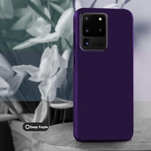Image of Back Cover | Full Camera Protection | Premium Liquid Silicon Case | Flexible Bumper Case for Samsung Galaxy S20 Ultra 4G / S20 Ultra 5G (Dark Purple)