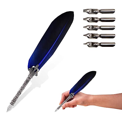 TUKNN Pluma Estilográfica Antigua Azul con 5 Puntas