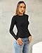 Abardsion Women's Long Sleeve Shirts Spring 2026 Casual Basic Going Out Crop Tops Slim Fit Tight Y2K Clothes(Black, S)