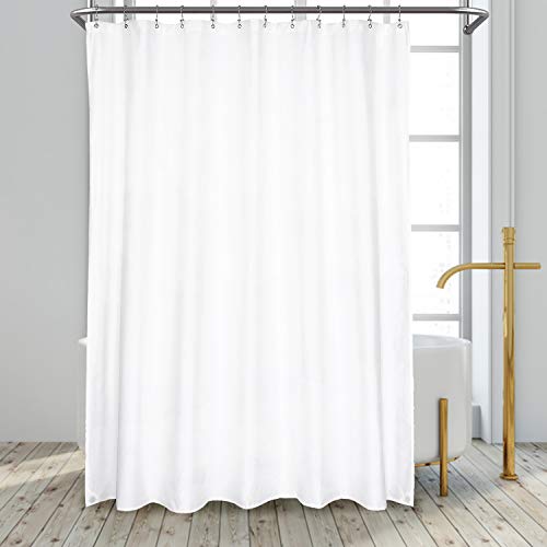 Image of N&Y HOME 84 inch Extra Wide Fabric Shower Curtain or Liner, Hotel Quality, Washable, Water Repellent Bathroom Curtains with Grommets, White, 84x72 inches