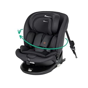 Bebeconfort RevolveFix 360 i-Size, 360 Swivel Car Seat, 0-12 Years, 40-150 cm, ISOFIX Car Seat, Top Tether Installation, 360 Rotation, 6 Recline Positions, 12 Headrest Positions, Full Black