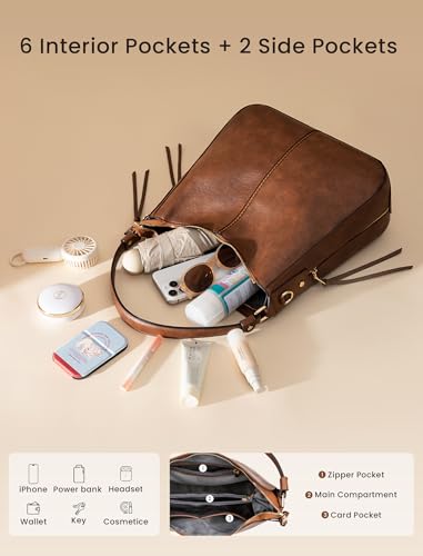 Realer Hobo Crossbody Bags for Women Designer Faux Leather Hobo Handbags Retro Large Size Shoulder Bag Bucket Purse4