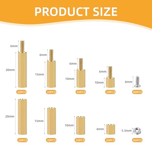 Image of 320 Pcs M3 Motherboard Standoffs and Screws Nuts Kit, Brass Motherboard Standoffs Hex Male Female Spacer,PC Screws for DIY Computer Build, Raspberry Pi, Electronic Projects and Circuit Board