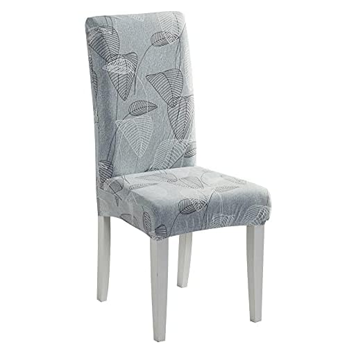 Dining Room Chair Covers Chair Slipcovers Elastic Stretch Fabric Armless Removable Washable Chair Protector (Set of 4, Gray, Lotus Leaf)