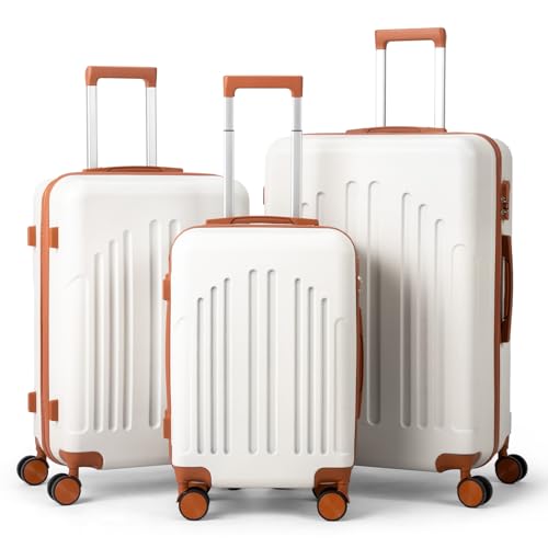 LEADZM Set de 3 Valises de Voyage, Valise Grande Taille & Cabine, Valise Soute Ridide en ABS, Bagages Cabine avec roulettes Pivotantes 360° et Cadenas...