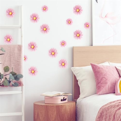 Vinilos decorativos de pared con flores margaritas rosas