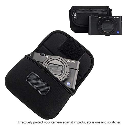 JJC Neoprene Compact Camera Case Pouch with Wrist Strap for Ricoh GR IV IIIx III II for Sony Z-V1 RX100 III IV V VA VI VII for Canon G7X Mark III II SX720 for Olympus TG-5 TG-4 TG-3 Fuji XF10 (Black) - Image 2