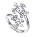 Alphm (Health and Longevity) S925 Sterling Silver Turtle Ring Adjustable Wrap Open Spoon Rings